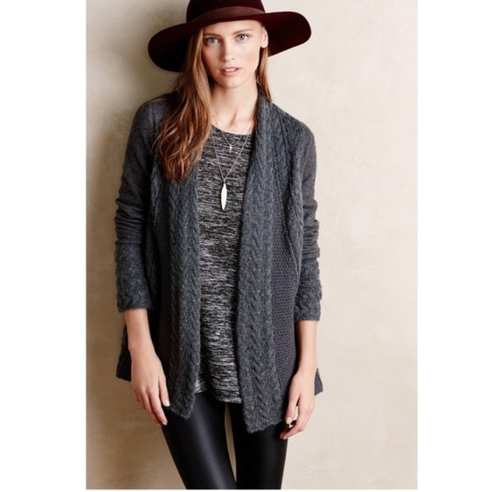 KNITTED & KNOTTED Anthropologie Sz M Favorite‎ Regan Cardigan Wool Mohair Boho